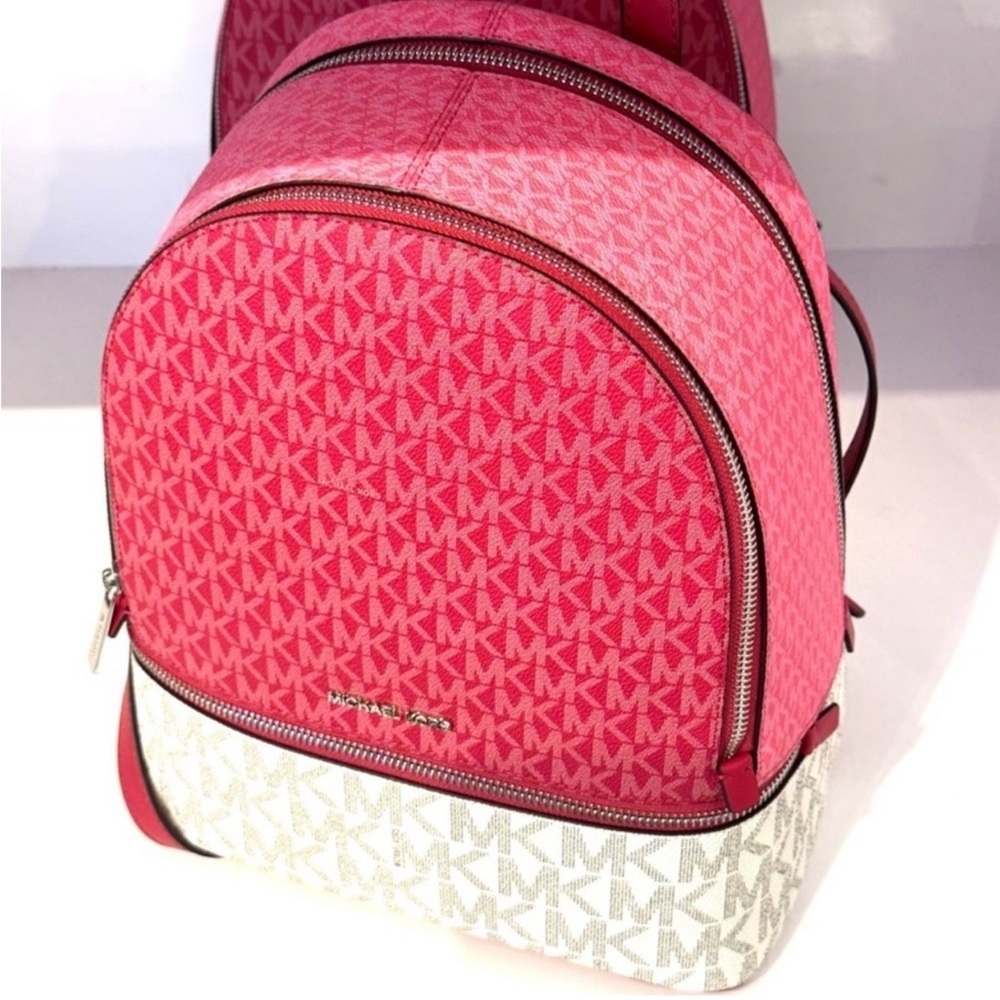 Michael Kors Rhea Medium Color-Block Signature Logo Backpack Dark
Rasberry Multi - Picture 8 of 11